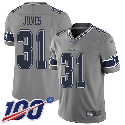 Men Dallas Cowboys Limited Gray Byron Jones #31 100th Season Inverted Legend NFL Jersey